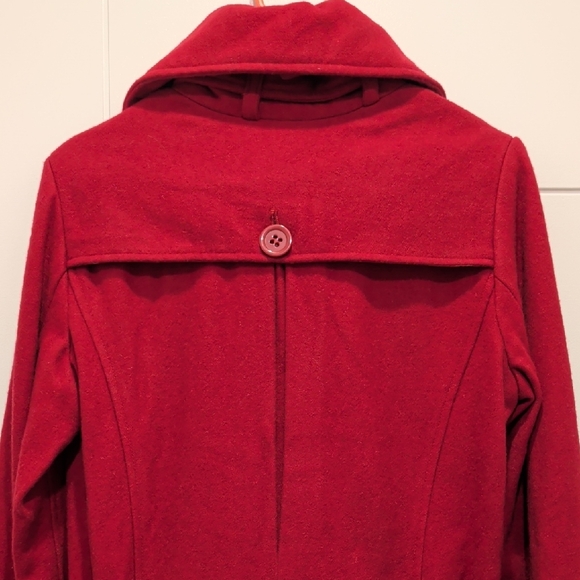 Women's Raspberry Colored Double-Breasted Coat - Picture 3 of 9